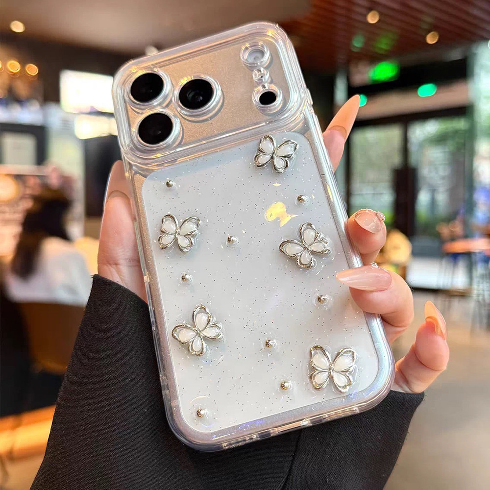 Ốp Điện Thoại Nhựa Bướm 3D Cho iPhone 17 Pro Max 17 Air 16 Plus 15 14 13 12 11 Vỏ Bảo Vệ Chống Sốc