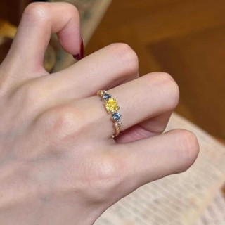 Nhẫn zircon màu mở điều chỉnh cho nữ, thiết kế ngọt ngào, đa năng, phù hợp học sinh