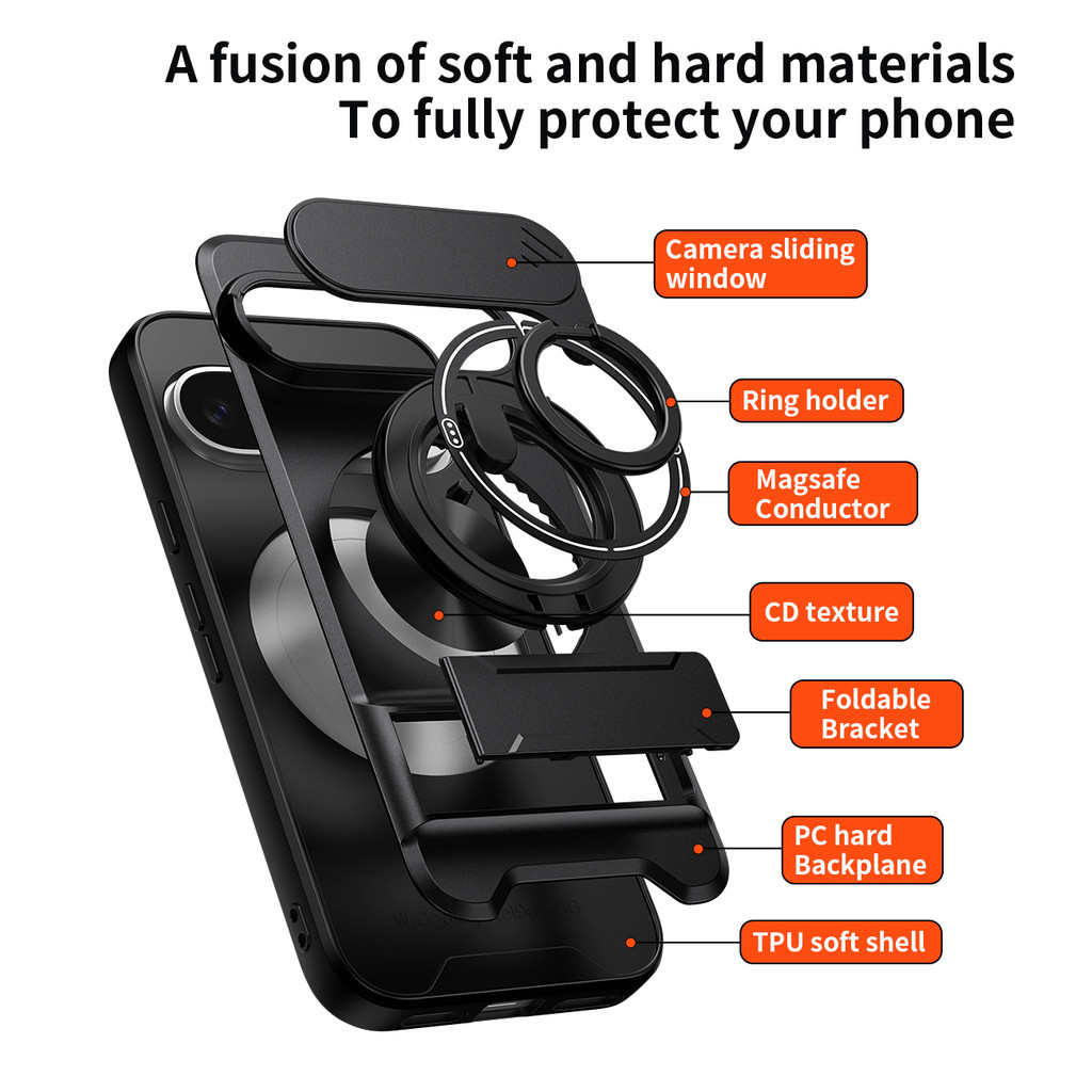 Ốp Điện Thoại Đa Năng Sang Trọng Thích Hợp Cho Google Pixel 9 10 10A Pro 5G 7 8 6 Dây 360°Giá đỡ vòng có vỏ máy ảnh Vỏ bảo vệ toàn diện chống sốc