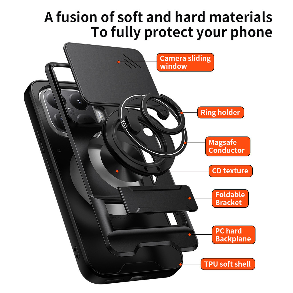 Ốp Điện Thoại Đa Năng Sang Trọng Thích Hợp Cho Xiaomi 15T Pro 5G Dây 360°Giá đỡ vòng có vỏ máy ảnh Vỏ bảo vệ toàn diện chống sốc