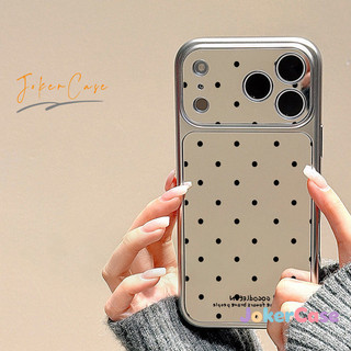 Ốp Lưng Cho IPhone 12 17 16 15 11 13 14 Pro Max 7 15 16 8 Plus XR XS MAX Ốp gương trang điểm họa tiết chấm bi cổ điển
