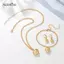 AqToCna 1 Bộ Thời Trang Đơn Giản Trái Tim Vàng Mặt Dây Chuyền Bông Tai Nelace Vòng Tay Bộ Trang Sức Tinh Tế Nữ Trang Sức Kỷ Niệm Quà Tặng AqToCna