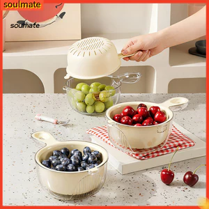 Linh hồn| Giỏ thoát nước hai lớp Thoải mái Grip Colander Giỏ thoát nước hai lớp có tay cầm – Dụng cụ lọc trái cây rau củ đa năng cho bồn rửa nhà bếp cho Đông Nam