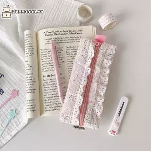 Cheenm Dễ Thương Ren Hoạt Hình Túi Đựng Bút Chì Dung Tích Lớn Túi Đựng Mỹ Phẩm Thú Cưng Họa Tiết Chó Bút Hộp Đựng Trang Điểm Văn Phòng Phẩm Túi Bảo Quản VN