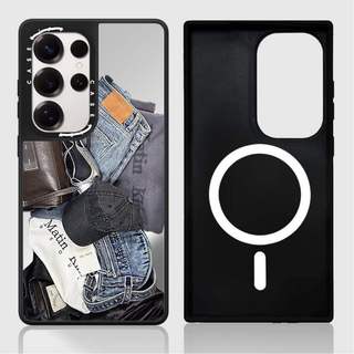 CASECASE X MATIN KIM UNBOXING BLACK Case Matte Black & Sliver Mirror Vỏ hút từ tính Samsung Galaxy S26 S25 S24 S23 Ultra Plus Mặt sau cứng có hộp khắc logo