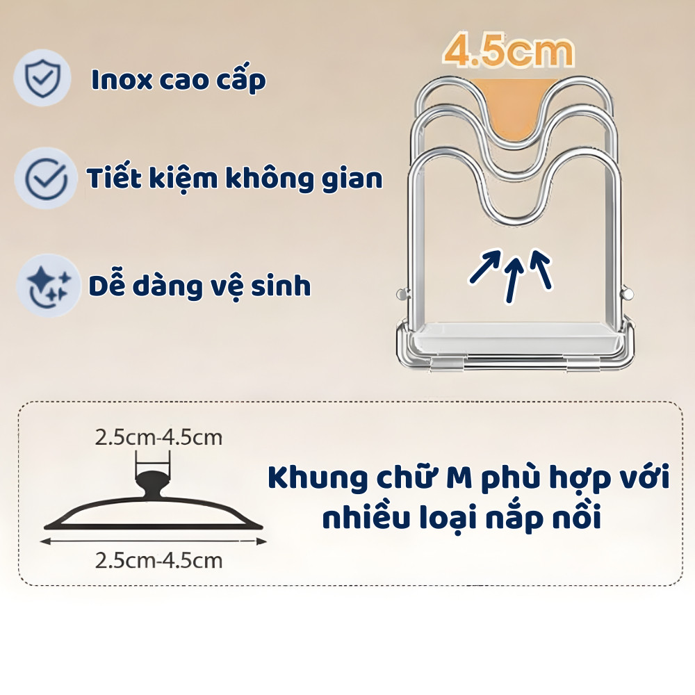 Giá Cài Dao HomeMate Inox 304 Không Gỉ Kèm Khay Thoát Nước, Kệ Để Dao Thớt Nắp Nồi 3 Ngăn Đa Năng