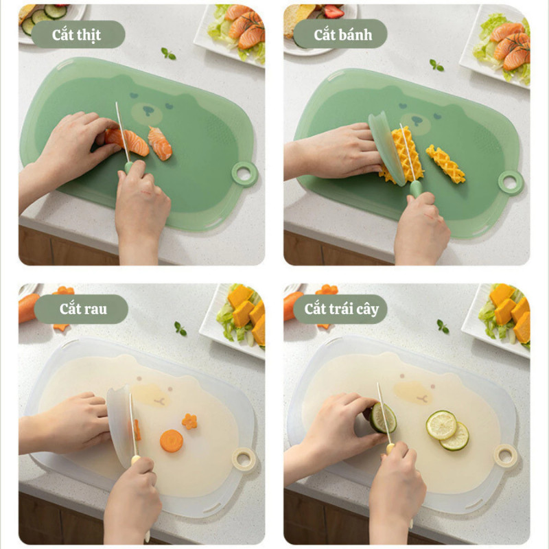 Thớt Nhựa Kháng Khuẩn HomeMate Cao Cấp, Thớt Chống Trượt Có Móc Treo Chống Ẩm Mốc Dễ Vệ Sinh