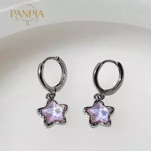 PNPIA- Gothic Giấc Mơ Dễ Thương Cổ Tích Ánh Trăng Đá Ngôi Sao Mặt Dây Chuyền Bông Tai Cho Egirl Y2K EMO 2000s Bông Tai Kẹp Goth Vintage Phụ Kiện Trang Sức