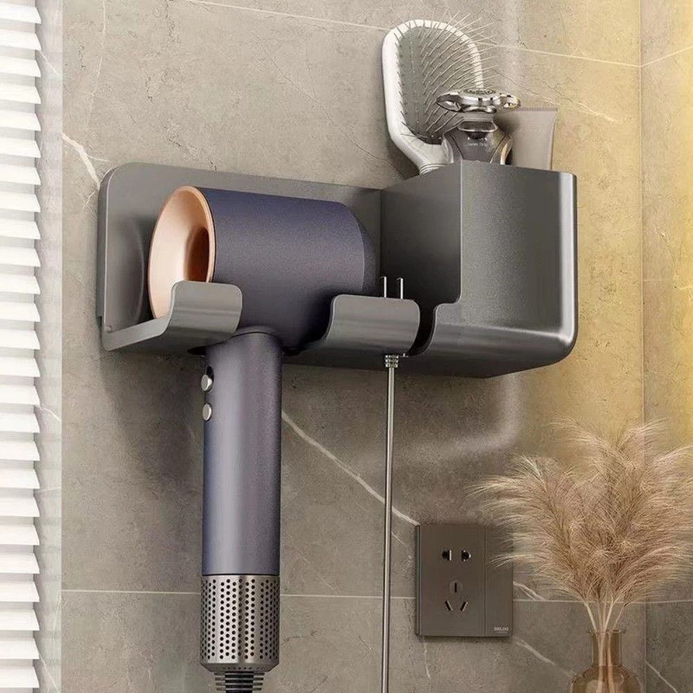 Giá Đỡ Máy Sấy Tóc Treo Tường, Kệ Đựng Đồ Phòng Tắm Không Khoan Gọn Đẹp Chắc Chắn