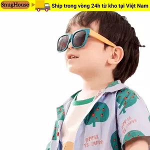Kính râm trẻ em SNUGHOUSE, Kính râm có thể gập lại khung vuông UV 400, Kính mắt trẻ em ngoài trời hợp thời trang cho bé trai và bé gái