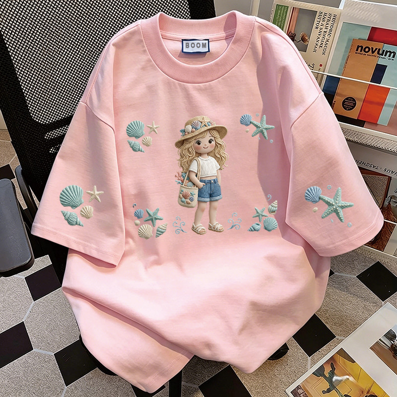 BOOM Áo thun nữ kiểu hàn quốc form rộng tay lỡ cổ tròn cotton Mát-Hè hot trend in cách dễ thương Áo phông form vừaV070