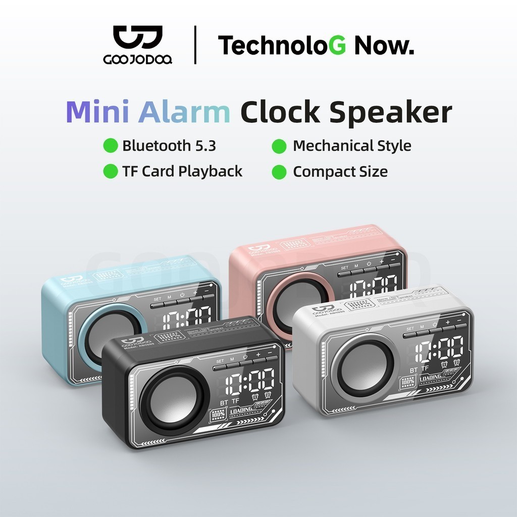 Đồng hồ báo thức GOOJODOQ Loa Bluetooth Màn hình rõ ràng & Báo động kép Phát lại linh hoạt âm thanh nổiTWS