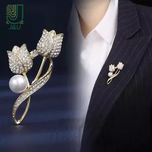 Trâm cài áo hoa hồng sáng bóng dành cho nữ thanh lịch, sang trọng với đá zircon - Phụ kiện thời trang hoàn hảo làm quà tặng tiệc