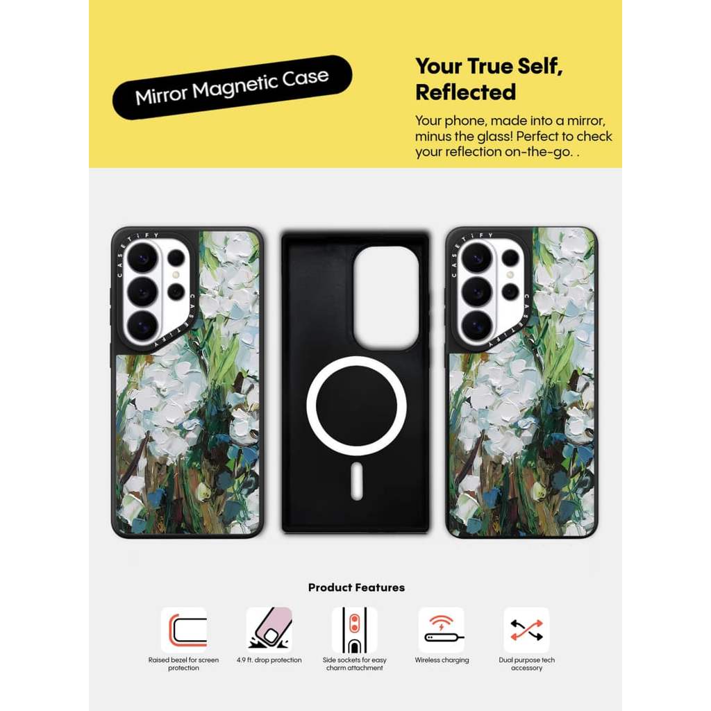 CASECASE X Vỏ Hoa Rong Biển Màu Đen Mờ Hút Từ Tính Samsung Galaxy S26 Ultra S25 S24 S23 Ultra Plus Mặt Sau Cứng Có Hộp Khắc Logov