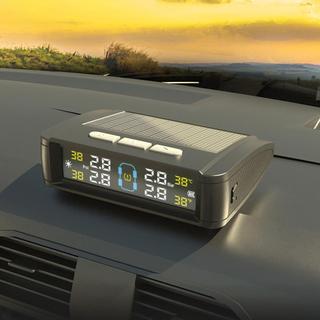 TPMS Giám Sát Áp Suất Lốp 4 Cảm Biến, Sạc Năng Lượng Mặt Trời & USB, Hiển Thị Nhiệt Độ, Dùng Cho Ô Tô SUV Xe Con