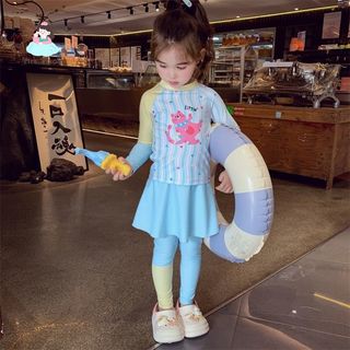 Đồ bơi bé gái dài tay dài quần - Chống nắng nhanh khô màu sắc nổi bật set váy liền quần