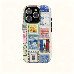 Khâu tem cổ điển Thích hợp cho iPhone17 17Pro 16 15 13 XR 13mini 8PLUS Vỏ điện thoại chống sốc hai lớp Vỏ bảo vệ toàn diện bóng loáng