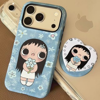 Ốp bảo vệ chân đế hình trái tim họa tiết hoa cho iPhone 11 12promax 13pro15pro 15promax 14 14promax 14pro 16 pro max 16 plus 17 17promax ốp lưng hai trong một