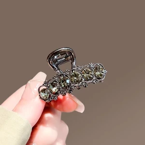 Cảm Thấy Kẹp Tóc Giả Kim Cương Kích Thước Nhỏ Màu Đen Từ Kim Loại Phong Cách Mới OVIS