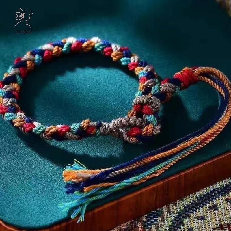 Dây đeo cổ tay handmade Tây Tạng, phong cách dân tộc với dây kéo điều chỉnh