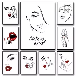 Fashion Beauty Sexy Quotes Nordic Lashes Red Lips Canvas Painting Art Home Wall Decor Canvas Poster