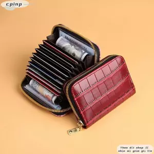 Ví CPINCP Zero, có dây kéo Mini Slim Card Holder, Khe cắm thẻ đa năng PU cổ điển Họa tiết cá sấu Giấy phép lái xe ví nhỏ mỏng