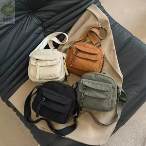 Túi xách hình vuông nhỏ ROLY, Túi đeo vai nhiều lớp đa năng, Phụ kiện du lịch Túi đeo chéo dây kéo vải nhung dành cho nữ