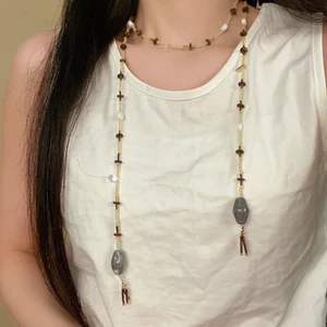 Vòng cổ nữ retro đính hạt phong cách dân tộc và Trung Hoa, thiết kế độc đáo phù hợp với áo len