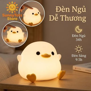 Vịt Silicon Đèn Ngủ Cảm Biến Cảm Ứng USB Sạc LED Đầu Giường Mềm Mại Chăm Sóc Mắt Mầm Non Trang Trí