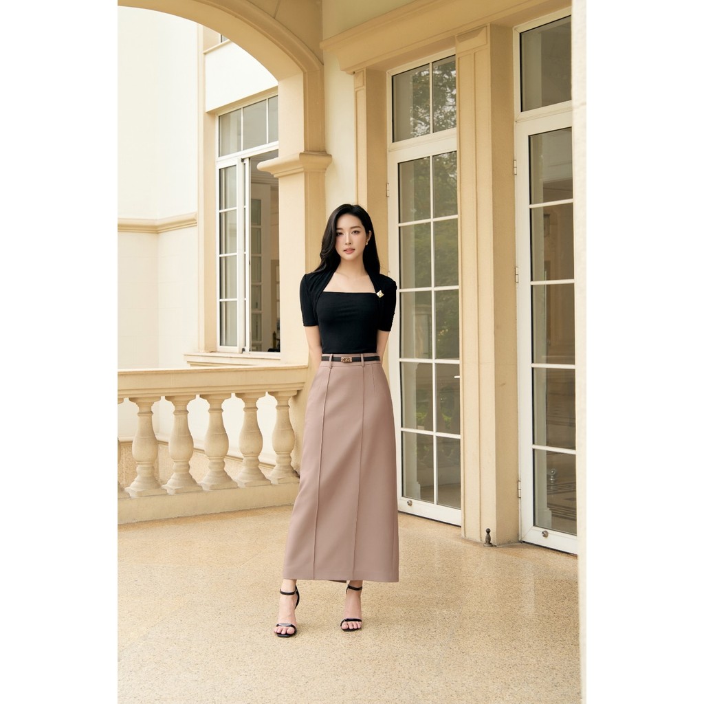 Chân váy ELLA DORA dáng A dài có túi form gọn thanh lịch công sở 3 màu ĐEN/TRẮNG/NÂU [CV183]