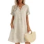 Treeling Dress Dành Cho Nữ Vải Lanh Cotton Tay Ngắn Flowy House Váy Chống Nắng Có Túi