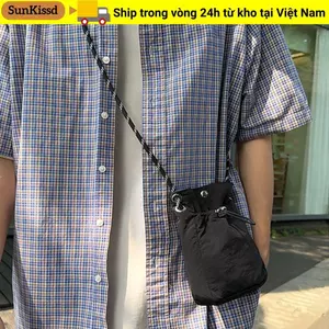 Túi Messenger SUNKISSD, Túi đeo vai phong cách tối giản nhẹ, Ví đựng tiền xu nhỏ bằng vải Canvas thời trang màu trơn cho bé gái
