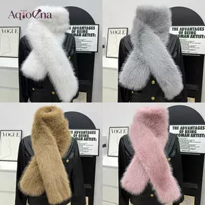 AqToCna Lông Thú Giả Dài Khăn Mềm Mại Sang Trọng Lông Thú Trang Trí Mùa Đông Lông Tơ Ấm Khăn Thi Sang Trọng Quấn Khăn Cho Nữ AqToCna