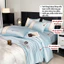 Bộ chăn ga gối 4 món chất liệu phi lụa cao cấp Memminbedding hoạ tiết hoa trà phối tông màu hài hòa, nhẹ nhàng