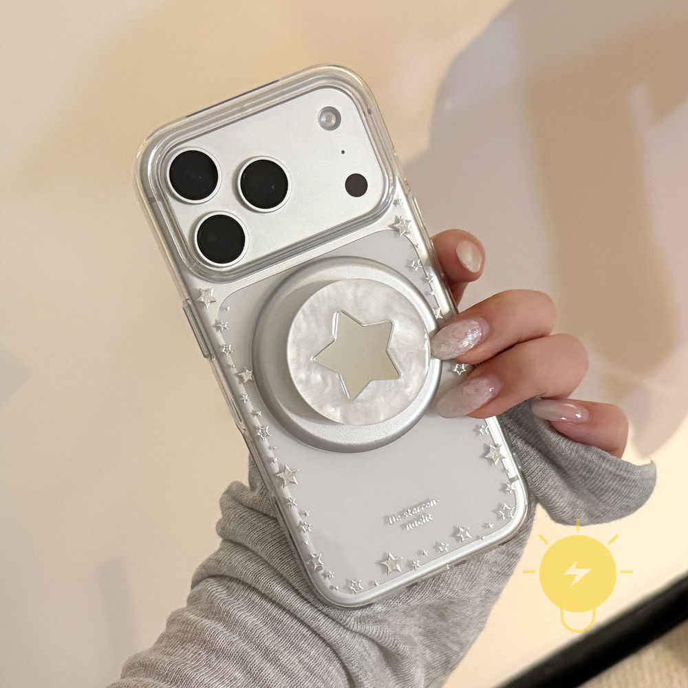 Phone Case For iPhone 17 Pro Max 16 15 14 13 with Griptok TPU Magnetic Transparent Mirror Gilding Aesthetic Korean Cute