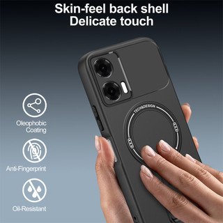 Dành Cho Motorola Moto G24 Power 4G Ốp điện thoại Cứng Cảm Giác Da Có Chân Đế Ẩn Vỏ Từ Tính Cạnh Mềm Chống Sốc Mỏng Vỏ