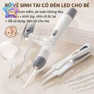 Bé LED Ear Picks Silicone Mềm Đầu Sạc Tai Trẻ Sơ Sinh Người Lớn An Toàn Vệ Sinh