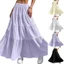 Váy Maxi Trắng Chảy Ruffle Nữ Eo Co Giãn Váy Dài Chữ A