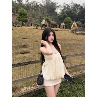 [DEAL Mùa Hè] Áo Tơ Thiết Kế 2 Dây Phối Ren Cách Điệu Xinh Xắn Nổi Bật Diện Hè Đi Biển Đi Chơi Ld_Store Fashion