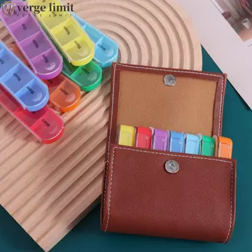 Hộp đựng thuốc hàng tuần VERGE LIMIT, Hộp đựng thuốc PU Hộp đựng thuốc 7 ngày Hộp đựng thuốc, Hộp đựng Vitamin lưu trữ Vitamin 28 lưới di động có thể tái sử dụng