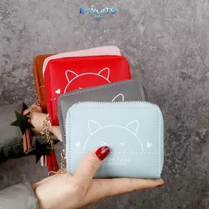 E-WOITD Nữ Ví Mini Dây Kéo Nhiều Thẻ Đựng Tiền Xu Ví sel Ví Sinh Viên Hoạt Hình Da PU Ví Phổ Biến E-WOITD