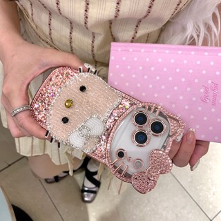 17promax Ốp Lưng Sang Trọng 3D Bling Hello Kitty Cho iphone 17 16 15 14 13 Pro Max 16promax 17pro 16pro 15pro 14pro Vỏ Điện Thoại Full Kim Cương Giả & Lấp Lánh Vỏ Bảo Vệ Chống Sốc