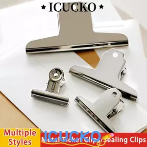 Kẹp giấy ICUCKO, Kẹp chất kết dính kim loại đa kích thước bằng thép không gỉ, Kẹp niêm phong đầu tròn / phẳng / núi Văn phòng tại nhà Trường học