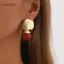 AqToCna Dân Tộc Hạt Đỏ Bông Tai Hình Học Không Đều Tuyên Bố Nữ Phong Cách Vintage Cho Boho Đảng Nhìn Phụ Kiện Quà Tặng AqToCna