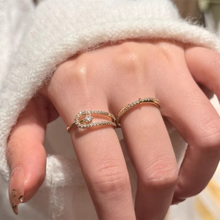Nhẫn Vàng Móng Ngựa Khóa Zircon Có Thể Điều Chỉnh Nhẫn Dành Cho Nữ Phong Cách Hàn Quốc Tinh Tế Niche Thiết Kế Lớp Vòng Trơn