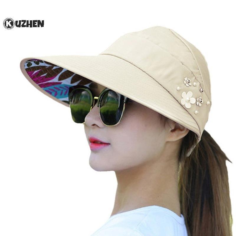 KUZHEN Thời Trang Nữ Kỳ Nghỉ Mùa Hè Rộng Vành Có Thể Gập Lại Mũ Chống Tia UV Đi Biển Tấm Che Mũ Mũ Thường Ngày HOT