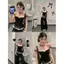 Phong cách phương Tây ngọt ngào phù hợp với phong cách Hàn Quốc Slimer Look Ngắn khâu ren Áo yếm nữ Slim-fit Áo không tay dáng rộng