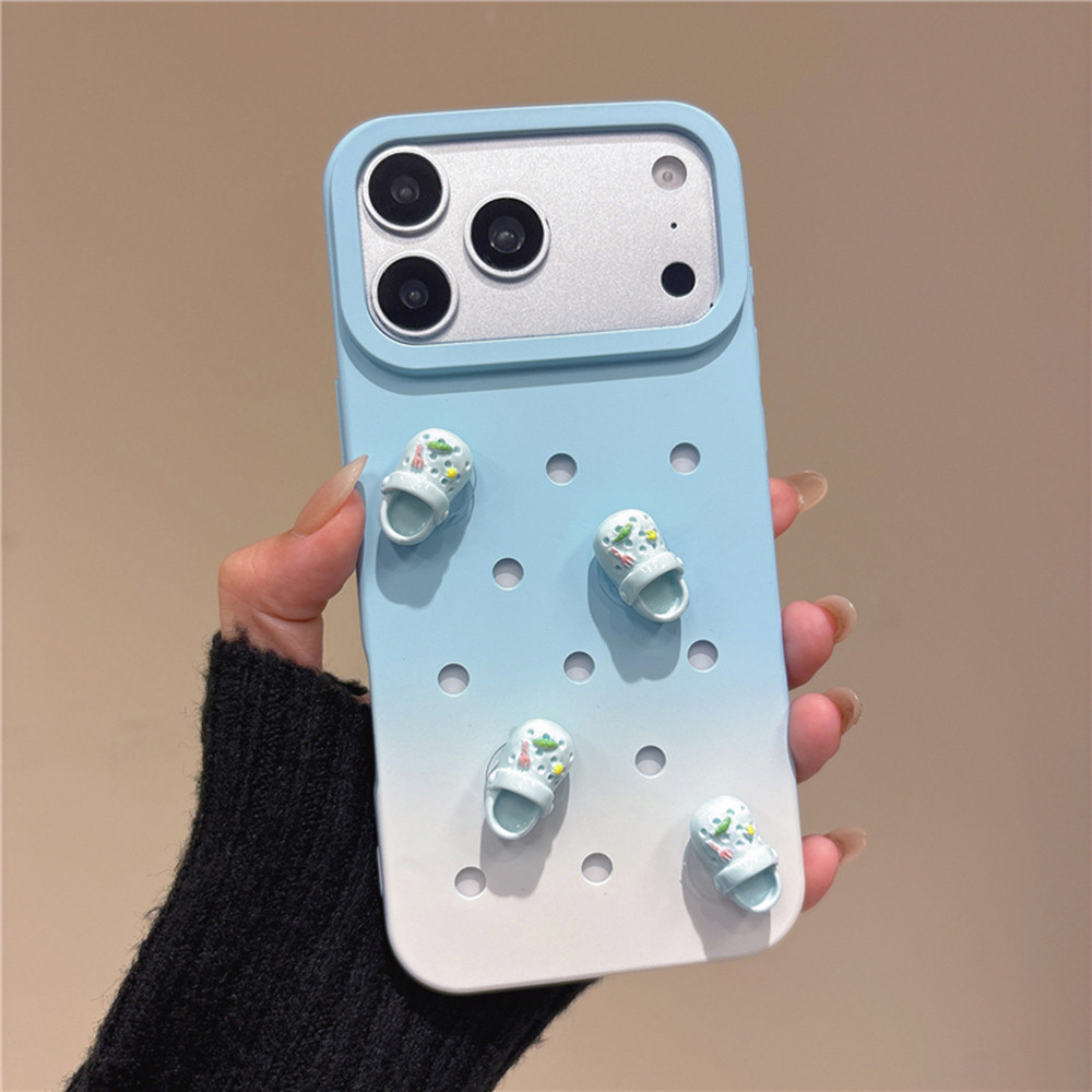 Ốp điện thoại mềm hình giày đục lỗ Gradient 3D cho iPhone 17 Pro Max 16 15 14 13 Vỏ bảo vệ chống sốc