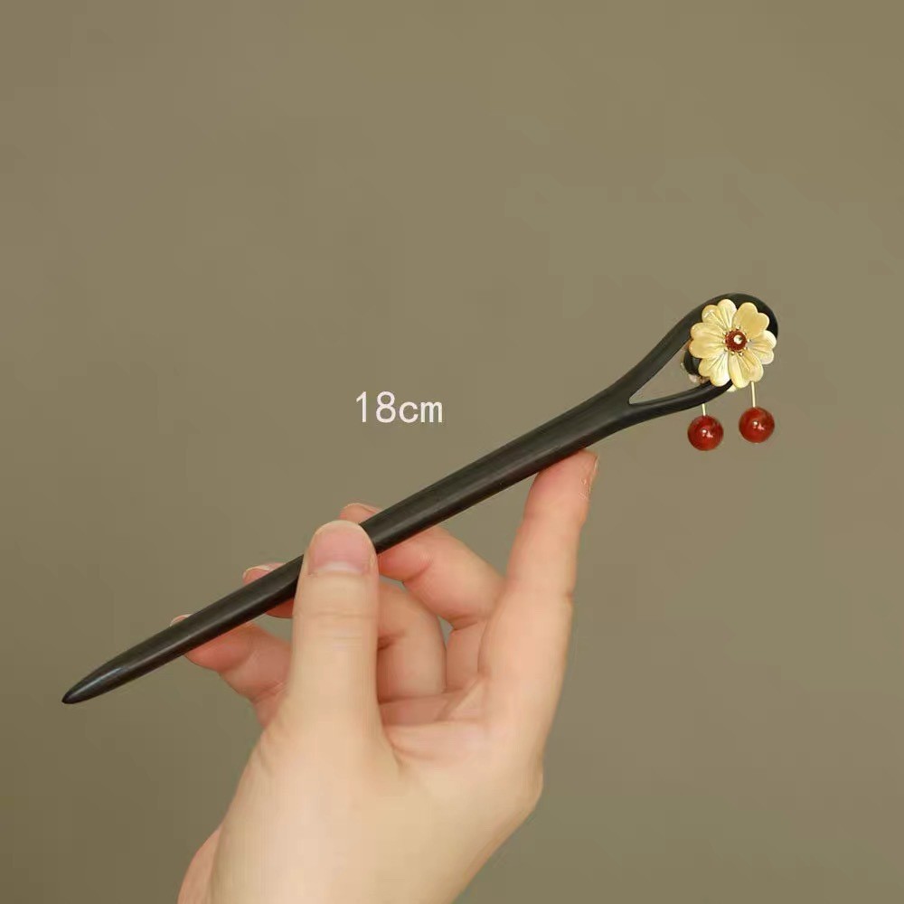 WHX Kẹp tóc vỏ bướm vàng cao cấp, hai mặt đen, gỗ đàn hương, phụ kiện tóc hàng ngày