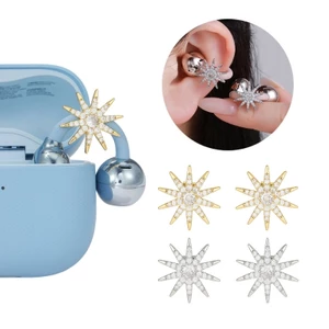 BTM Sang Trọng 8 Điểm Ngôi Sao Tai Nghe Trang Sức Đa Năng Diamante Tai Nghe Trang Trí Tai Nghe Kim Loại Cho FreeClip